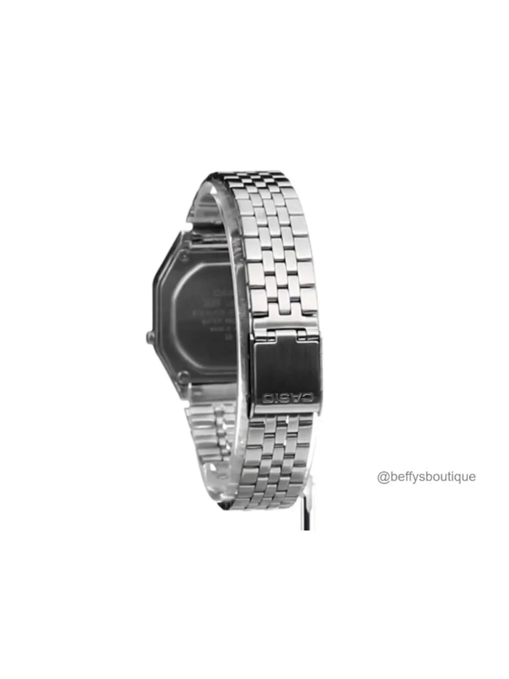 Women's Retro Digital Watch Resin Case Stainless Steel Band Stopwatch